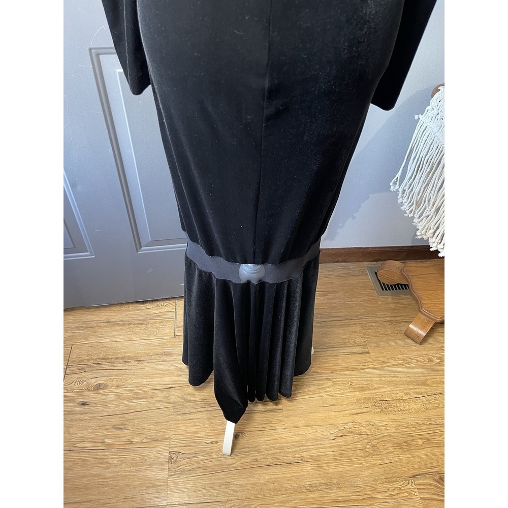 Vintage Cache Gold Label Black Velvet Mesh BodyCon Mermaid Fit Dress Small - Picture 6 of 13